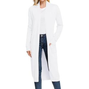 imageGRACE KARIN Essential Solid Open Front Maxi Long Knitted Cardigan Sweater for WomenWhite