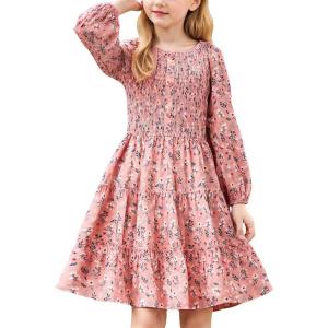 imageGRACE KARIN Girls Fall Long Sleeve Floral Square Neck Smock Tiered Casual Holiday Teen Dress Size 514Pinkfloral