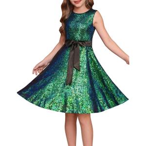 imageGRACE KARIN Girls Formal Sequin Sparkly Dress Kids Fancy Cocktail Party Birthday Pageant Christmas Dresses Size 614YGreen