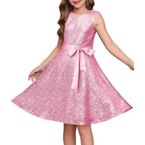 imageGRACE KARIN Girls Formal Sequin Sparkly Dress Kids Fancy Cocktail Party Birthday Pageant Christmas Dresses Size 614YLight Pink