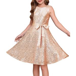 imageGRACE KARIN Girls Formal Sequin Sparkly Dress Kids Fancy Cocktail Party Birthday Pageant Christmas Dresses Size 614YRose Gold