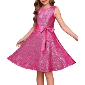 imageGRACE KARIN Girls Formal Sequin Sparkly Dress Kids Fancy Cocktail Party Birthday Pageant Christmas Dresses Size 614YRose Red