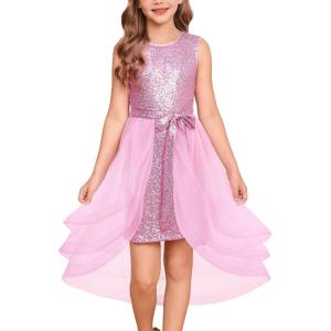 imageGRACE KARIN Girls Sequin Party Dress Sparkle Formal Birthday Pageant Prom ThreeLayer Tulle Midi Dress Size 512YPink