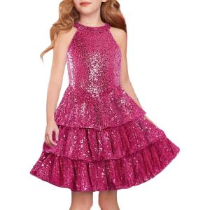 imageGRACE KARIN Girls Sequin Party Dress Sparkly Formal Birthday Special Occasion Kids Fancy Pageant Teen Dresses Size 614Hot Pink