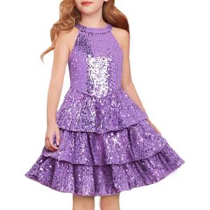 imageGRACE KARIN Girls Sequin Party Dress Sparkly Formal Birthday Special Occasion Kids Fancy Pageant Teen Dresses Size 614Purple