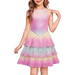 imageGRACE KARIN Girls Sequin Party Dress Sparkly Formal Birthday Special Occasion Kids Fancy Pageant Teen Dresses Size 614Rainbow