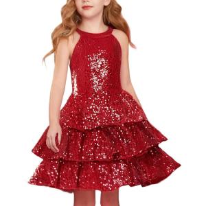imageGRACE KARIN Girls Sequin Party Dress Sparkly Formal Birthday Special Occasion Kids Fancy Pageant Teen Dresses Size 614Red