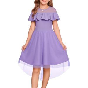 imageGRACE KARIN Girls Wedding Party Formal Dress Junior Bridemaid Dresses fo Teens Tulle High Low Dress Size 714Purple