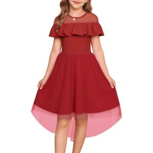 imageGRACE KARIN Girls Wedding Party Formal Dress Junior Bridemaid Dresses fo Teens Tulle High Low Dress Size 714Red