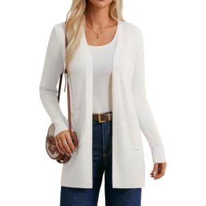 imageGRACE KARIN Women Long Sleeve Lightweight Cardigan Open Front Long Cardigan Sweaters Fall 2025 Knit Outfits with PocketIvory