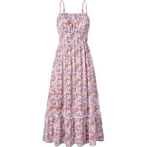 imageGRACE KARIN Womens 2025 Summer Maxi Dress Sleeveless Floral Spaghetti Strap Smocked Boho Beach Long Dress with PocketsPurple Floral