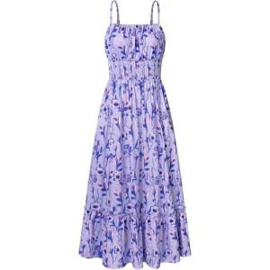 imageGRACE KARIN Womens 2025 Summer Maxi Dress Sleeveless Floral Spaghetti Strap Smocked Boho Beach Long Dress with PocketsPurple Vine