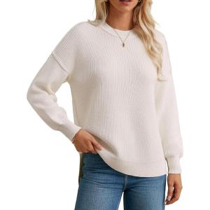 imageGRACE KARIN Womens Oversized Sweaters Casual Long Sleeve Crewneck Sweatshirt 2025 Fall Pullover Sweaters Top OutfitsWhite