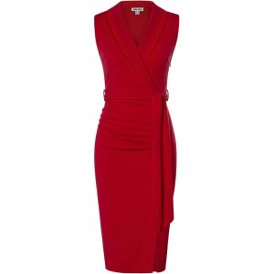 imageGRACE KARIN Womens Wear to Work Sleeveless Ruched Bodycon Office Pencil Midi Dresses with BeltDeep Red