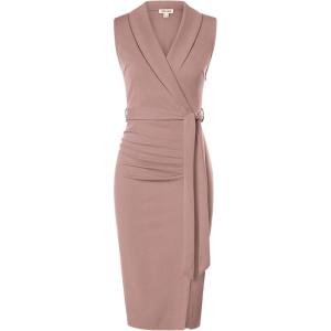 imageGRACE KARIN Womens Wear to Work Sleeveless Ruched Bodycon Office Pencil Midi Dresses with BeltLeather Pink