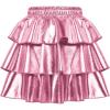 imageGRACE KARIN Girls Metallic Party Skirt Girls Fashion 3 Layer Ruffle Skirt 514YPink