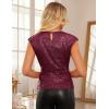 imageGRACE KARIN 2025 Womens Sequin Sparkly Tops Crew Neck Cap Sleeve Glitter Shirts Slim Fit Ruched Party Club Cocktail TopWine Red