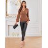 imageGRACE KARIN Glitter Womens Dressy Casual Tops with Long Sleeve V Neck Elegant Shirts 2025 Sparkly Blouses for PartyBrown