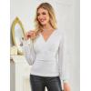 imageGRACE KARIN Glitter Womens Dressy Casual Tops with Long Sleeve V Neck Elegant Shirts 2025 Sparkly Blouses for PartyWhite