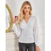 imageGRACE KARIN Glitter Womens Dressy Casual Tops with Long Sleeve V Neck Elegant Shirts 2025 Sparkly Blouses for PartyWhite