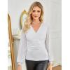 imageGRACE KARIN Glitter Womens Dressy Casual Tops with Long Sleeve V Neck Elegant Shirts 2025 Sparkly Blouses for PartyWhite