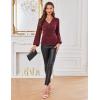 imageGRACE KARIN Glitter Womens Dressy Casual Tops with Long Sleeve V Neck Elegant Shirts 2025 Sparkly Blouses for PartyWine Red
