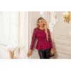 imageGRACE KARIN Womens Dressy Tops Elegant Lace Peplum Blouse 2025 Fall Fashion Formal Crew Neck Long Sleeve ShirtsBurgundy