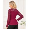 imageGRACE KARIN Womens Dressy Tops Elegant Lace Peplum Blouse 2025 Fall Fashion Formal Crew Neck Long Sleeve ShirtsBurgundy