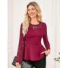 imageGRACE KARIN Womens Dressy Tops Elegant Lace Peplum Blouse 2025 Fall Fashion Formal Crew Neck Long Sleeve ShirtsBurgundy