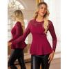 imageGRACE KARIN Womens Dressy Tops Elegant Lace Peplum Blouse 2025 Fall Fashion Formal Crew Neck Long Sleeve ShirtsBurgundy