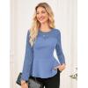 imageGRACE KARIN Womens Dressy Tops Elegant Lace Peplum Blouse 2025 Fall Fashion Formal Crew Neck Long Sleeve ShirtsGrey Blue