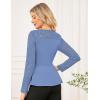 imageGRACE KARIN Womens Dressy Tops Elegant Lace Peplum Blouse 2025 Fall Fashion Formal Crew Neck Long Sleeve ShirtsGrey Blue