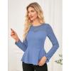 imageGRACE KARIN Womens Dressy Tops Elegant Lace Peplum Blouse 2025 Fall Fashion Formal Crew Neck Long Sleeve ShirtsGrey Blue