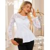 imageGRACE KARIN Womens Dressy Tops Elegant Lace Peplum Blouse 2025 Fall Fashion Formal Crew Neck Long Sleeve ShirtsWhite