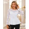 imageGRACE KARIN Womens Dressy Tops Elegant Lace Peplum Blouse 2025 Fall Fashion Formal Crew Neck Long Sleeve ShirtsWhite