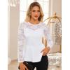 imageGRACE KARIN Womens Dressy Tops Elegant Lace Peplum Blouse 2025 Fall Fashion Formal Crew Neck Long Sleeve ShirtsWhite