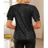 imageGRACE KARIN Womens Full Sequin Tops Sparkle Glitter Blouses Lantern Short Sleeve Shirts Dressy Party Concert OutfitsBlack