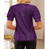 imageGRACE KARIN Womens Full Sequin Tops Sparkle Glitter Blouses Lantern Short Sleeve Shirts Dressy Party Concert OutfitsPurple