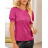 imageGRACE KARIN Womens Full Sequin Tops Sparkle Glitter Blouses Lantern Short Sleeve Shirts Dressy Party Concert OutfitsRose Red