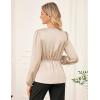 imageGRACE KARIN Womens Long Sleeve Blouse Dressy 2025 Satin Silk Crew Neck High Waist Peplum Shirts Work Business Casual TopsApricot