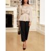 imageGRACE KARIN Womens Long Sleeve Blouse Dressy 2025 Satin Silk Crew Neck High Waist Peplum Shirts Work Business Casual TopsApricot