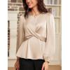 imageGRACE KARIN Womens Long Sleeve Blouse Dressy 2025 Satin Silk Crew Neck High Waist Peplum Shirts Work Business Casual TopsApricot