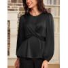 imageGRACE KARIN Womens Long Sleeve Blouse Dressy 2025 Satin Silk Crew Neck High Waist Peplum Shirts Work Business Casual TopsBlack