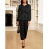 imageGRACE KARIN Womens Long Sleeve Blouse Dressy 2025 Satin Silk Crew Neck High Waist Peplum Shirts Work Business Casual TopsBlack