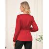 imageGRACE KARIN Womens Long Sleeve Blouse Dressy 2025 Satin Silk Crew Neck High Waist Peplum Shirts Work Business Casual TopsDark Red
