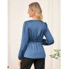 imageGRACE KARIN Womens Long Sleeve Blouse Dressy 2025 Satin Silk Crew Neck High Waist Peplum Shirts Work Business Casual TopsGrey Blue