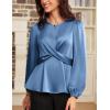 imageGRACE KARIN Womens Long Sleeve Blouse Dressy 2025 Satin Silk Crew Neck High Waist Peplum Shirts Work Business Casual TopsGrey Blue