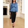 imageGRACE KARIN Womens Long Sleeve Blouse Dressy 2025 Satin Silk Crew Neck High Waist Peplum Shirts Work Business Casual TopsGrey Blue