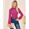 imageGRACE KARIN Womens Long Sleeve Ruched Tops Mock Neck Slim Fit Y2K Going Out Blouses 2025 Fall Trendy Tight ShirtsRose Red