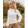 imageGRACE KARIN Womens Long Sleeve Ruched Tops Mock Neck Slim Fit Y2K Going Out Blouses 2025 Fall Trendy Tight ShirtsWhite
